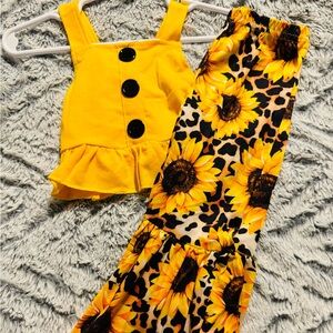 Baby girl tank top with bell bottom sunflower outfit! SUPER SOFT